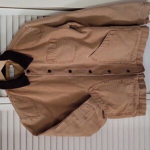 Topman Tan Chore Jacket with Brown Corduroy Collar